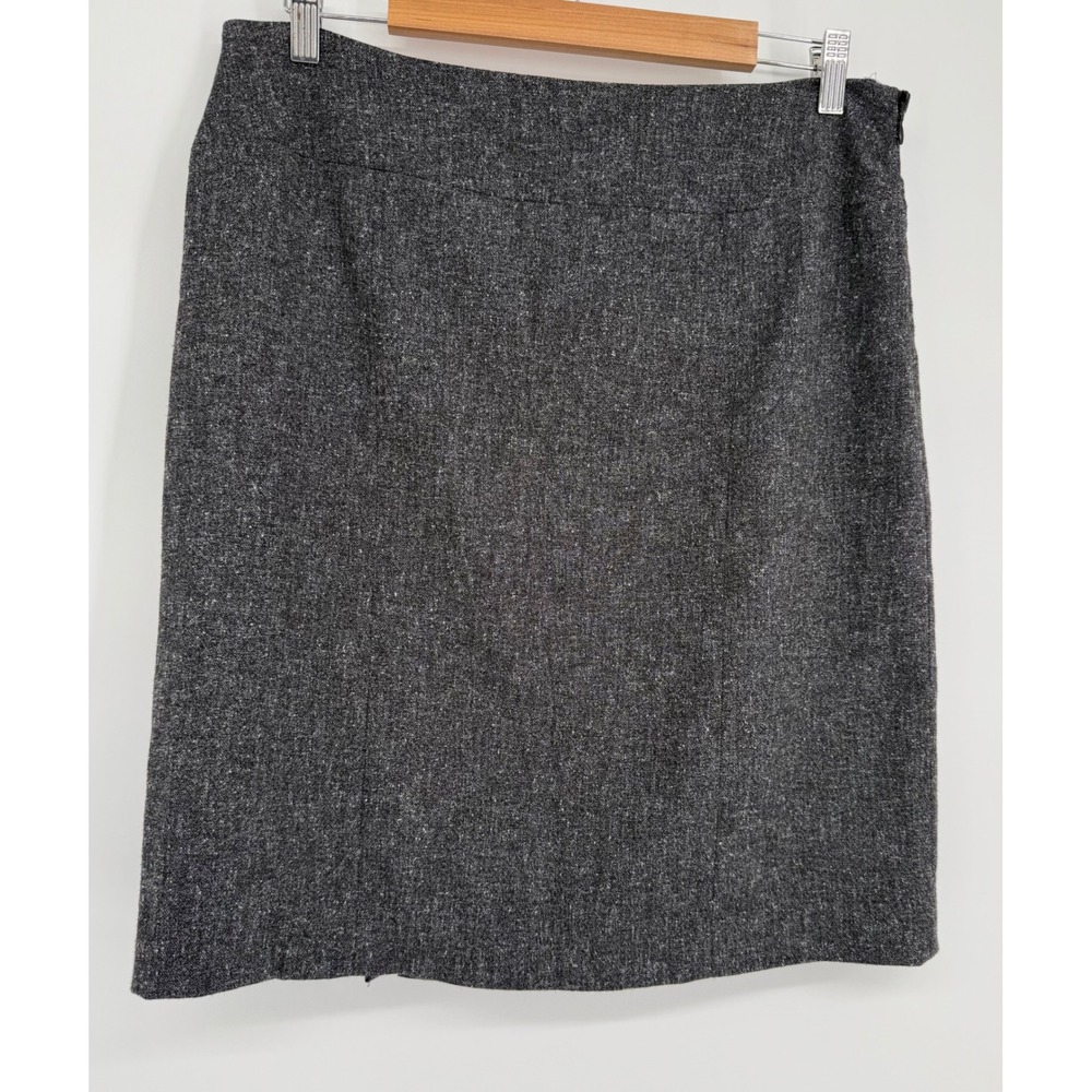 Anne‎ Klein Gray Tweed Stretch Pencil Skirt Sz 12 Side Zip Career Workwear